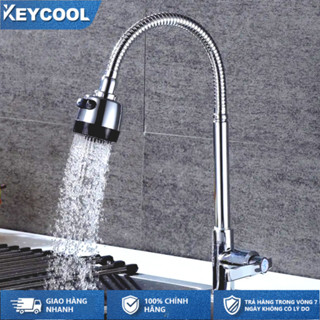 KEYCOOL Đầu Vòi Rửa Bát Tăng áp Đầu Nối Ống Nước Bồn Rửa Bát Chén Xoay 360 Độ Bằng Cho Nhà Bếp Chất liệu thép không