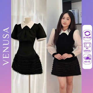 Váy BIGSIZE kiểu cổ bẻ viền ren có 2 kiểu dài tay và ngắn tay Venusa Bigsize