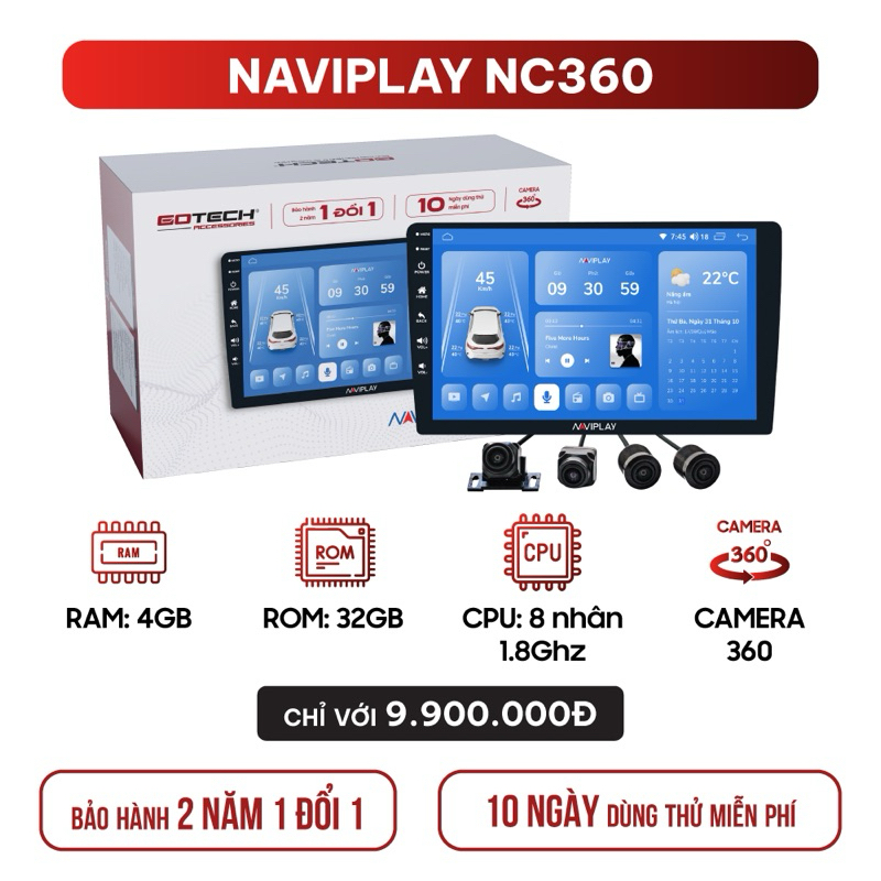Màn hình oto thông minh Gotech Naviplay NC 360