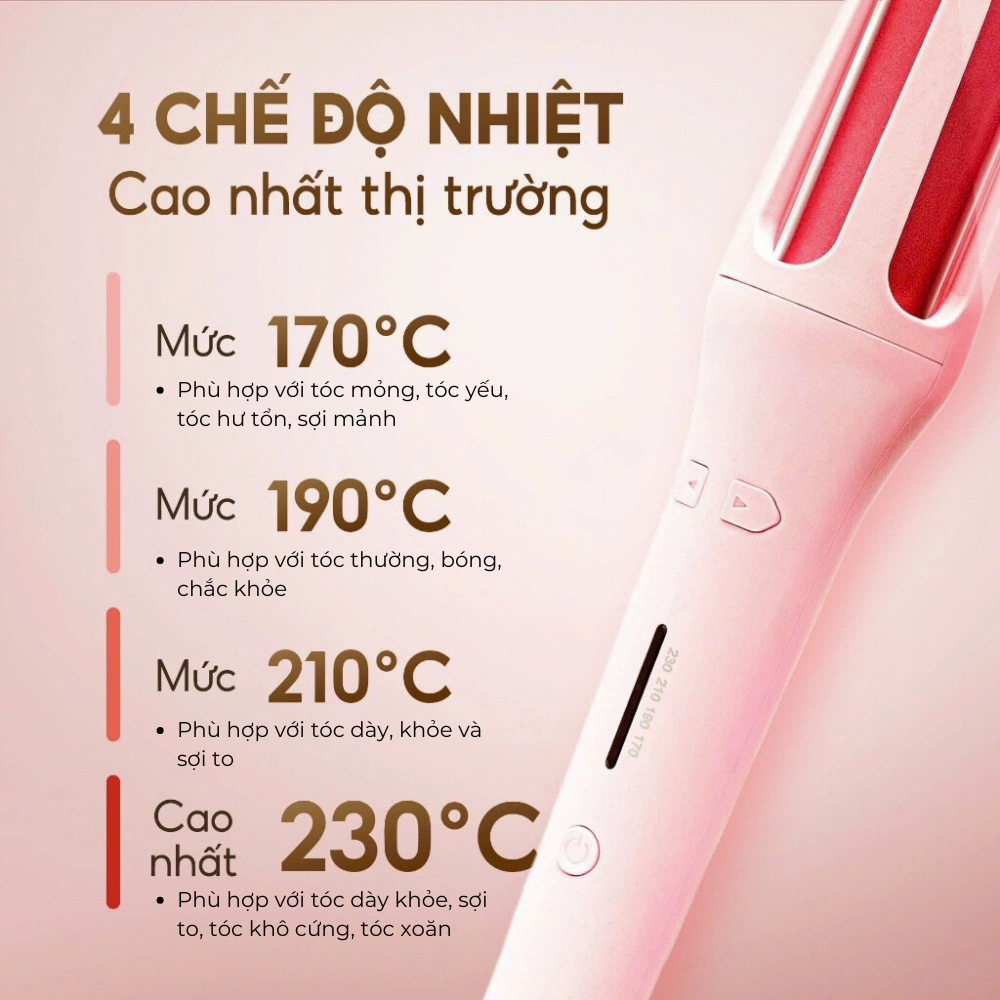 [ THẺ TRÚNG THƯỞNG ] Máy uốn tóc làm xoăn tự động lớp phủ gốm sứ bảo vệ tóc tạo kiểu đường kính 32mm
