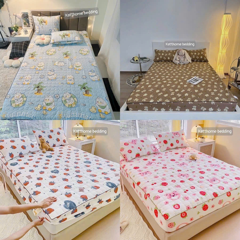 Bộ Ga Gối 3 Món Cotton Đũi Trần Bông Xơ Đậu Lành, Ga Gối Trần Bông Đậu Lành