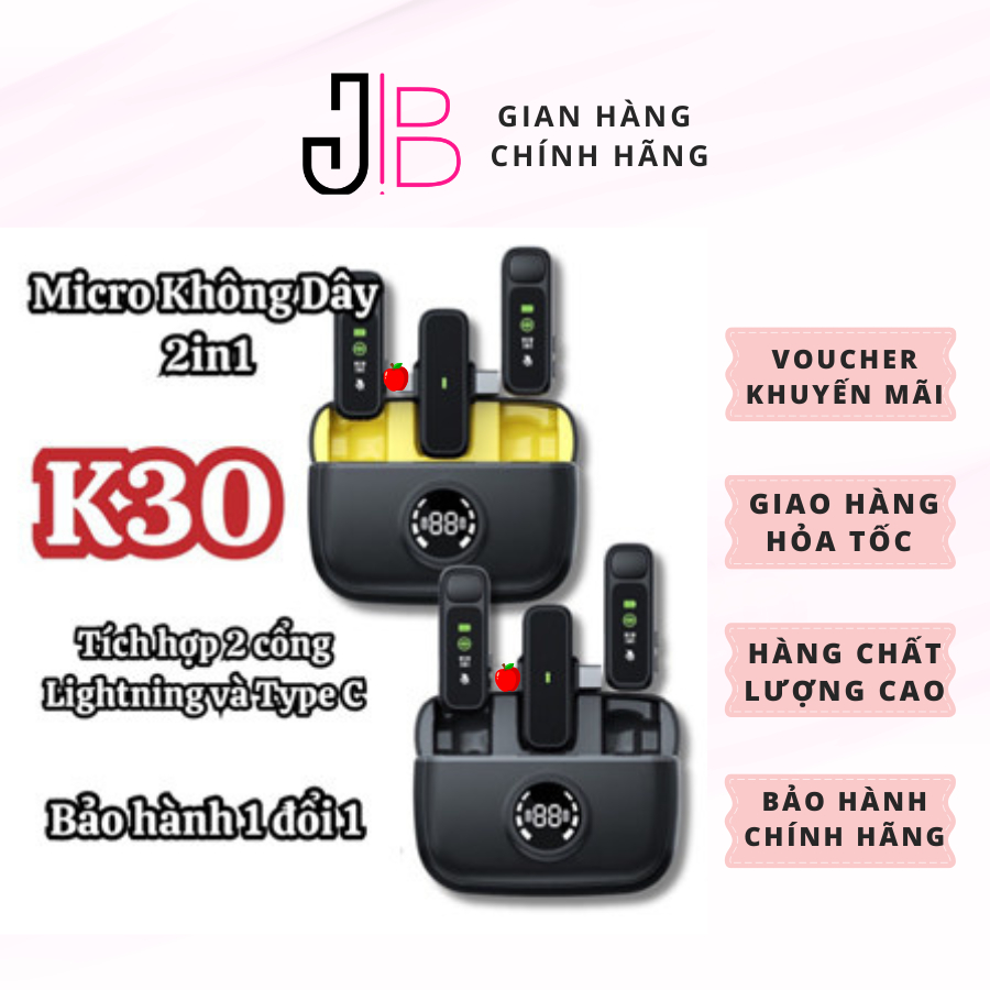 Micro K30 Thu Âm Cài Áo 2 Trong 1 Cho Điện Thoại Android +Iphone Lọc Tạp Âm Giảm Ồn Chuyên Nghiệp Có
