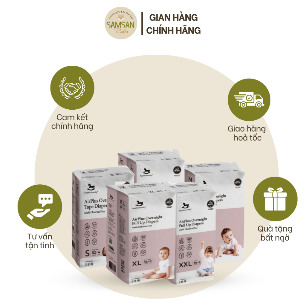 Bỉm đêm Applecrumby - Giấc ngủ trọn vẹn cho bé yêu