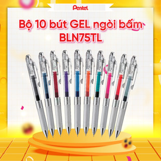 Bút Gel Pentel Energel Infree BLN75TL 0.5mm 10 Màu Vỏ Trong