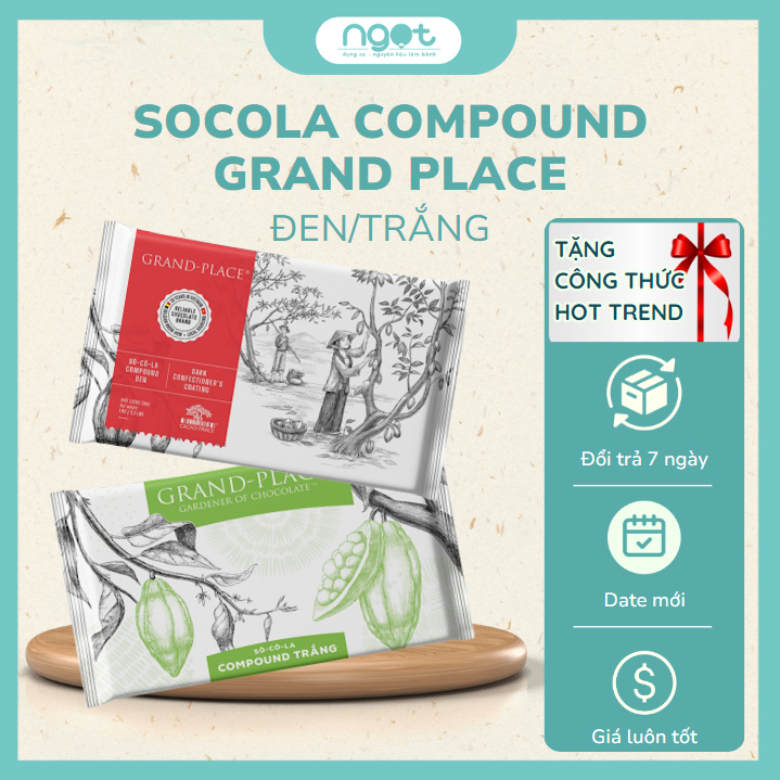 Thỏi 500g socola compound Grand-Place Trắng/Đen - Trời nóng dễ chảy khách cân nhắc- NGỌT ĐỒ LÀM BÁNH