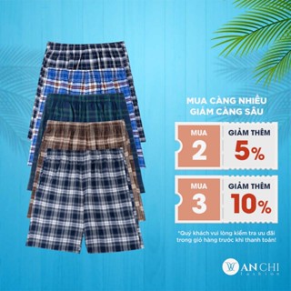 Quần short caro nam trung niên ANCHI vải cotton, quần sooc lửng dài đến đầu gối - QSC25-01