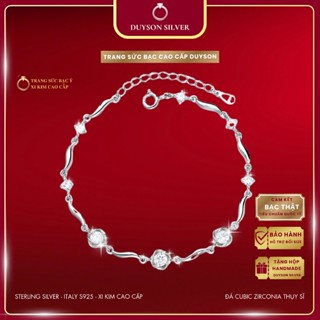  Vòng tay bạc Ý 925 mạ vàng trắng cao cấp Duyson Silver Lắc tay bạc hoa hồng đính đá ROSE CHARM 