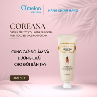 Kem Dưỡng Da Tay Collagen Coreana Orthia 24K Gold Rose Essence Hand Cream giàu ẩm mềm dịu từ thiên nhiên 50ml