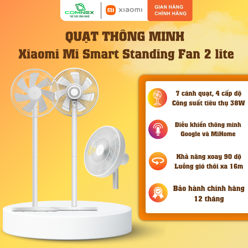 Quạt đứng thông minh Xiaomi Mi Smart Standing Fan 2 Lite JLLDS01XY  Điều khiển ứng dụng Mihome, Trợ 