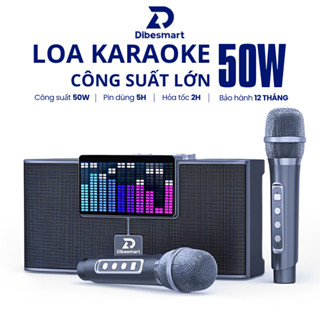 Loa karaoke 50W 2 MIC bluetooth DIBESMART 208 không dây, loa hát karaoke mini công suất lớn  - Bảo hành 12 Tháng