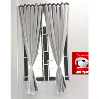 Rèm cửa sổ dán tường, màn cửa sổ chống nắng 2 lớp voan trắng tinh tế Rc02