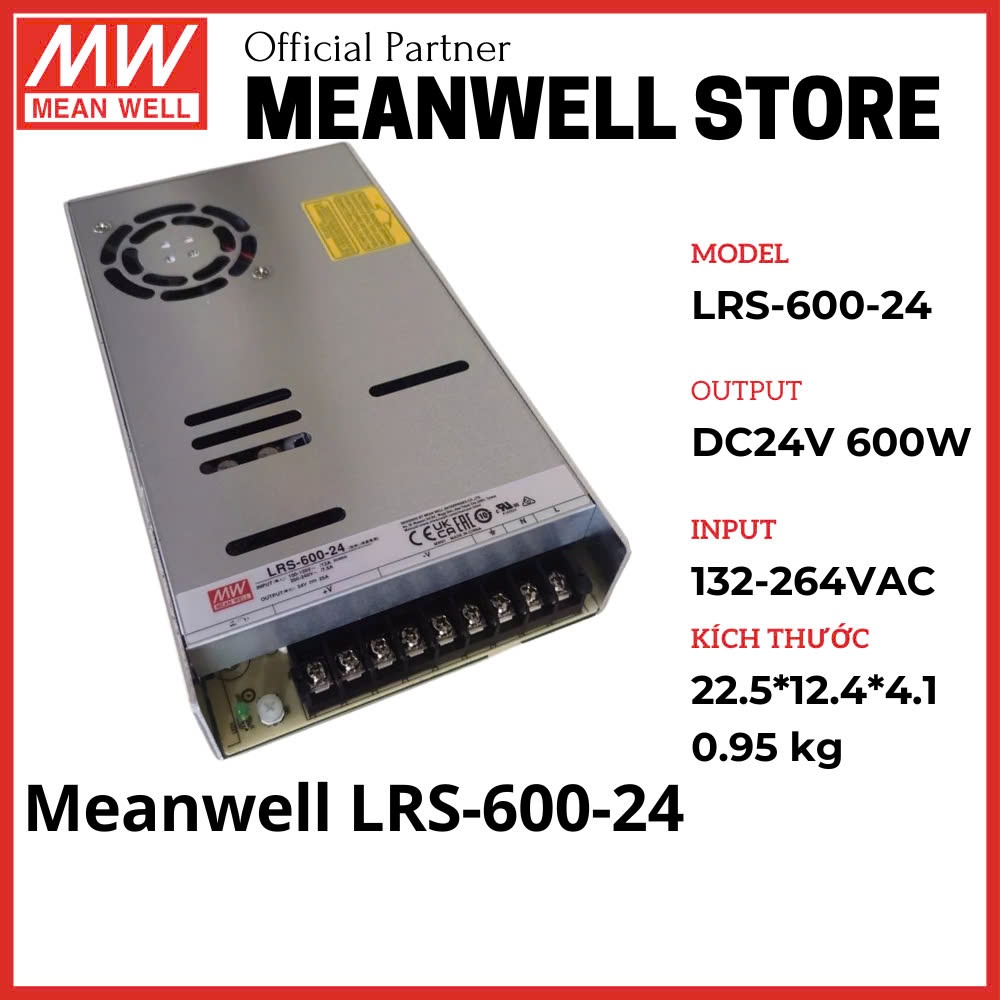 Nguồn Meawell 12V,24V - Đổi Nguồn 220v Sang 12v, 24v - 15A,20A,25A,50A - Công Suất 350W, 600W DC 24V