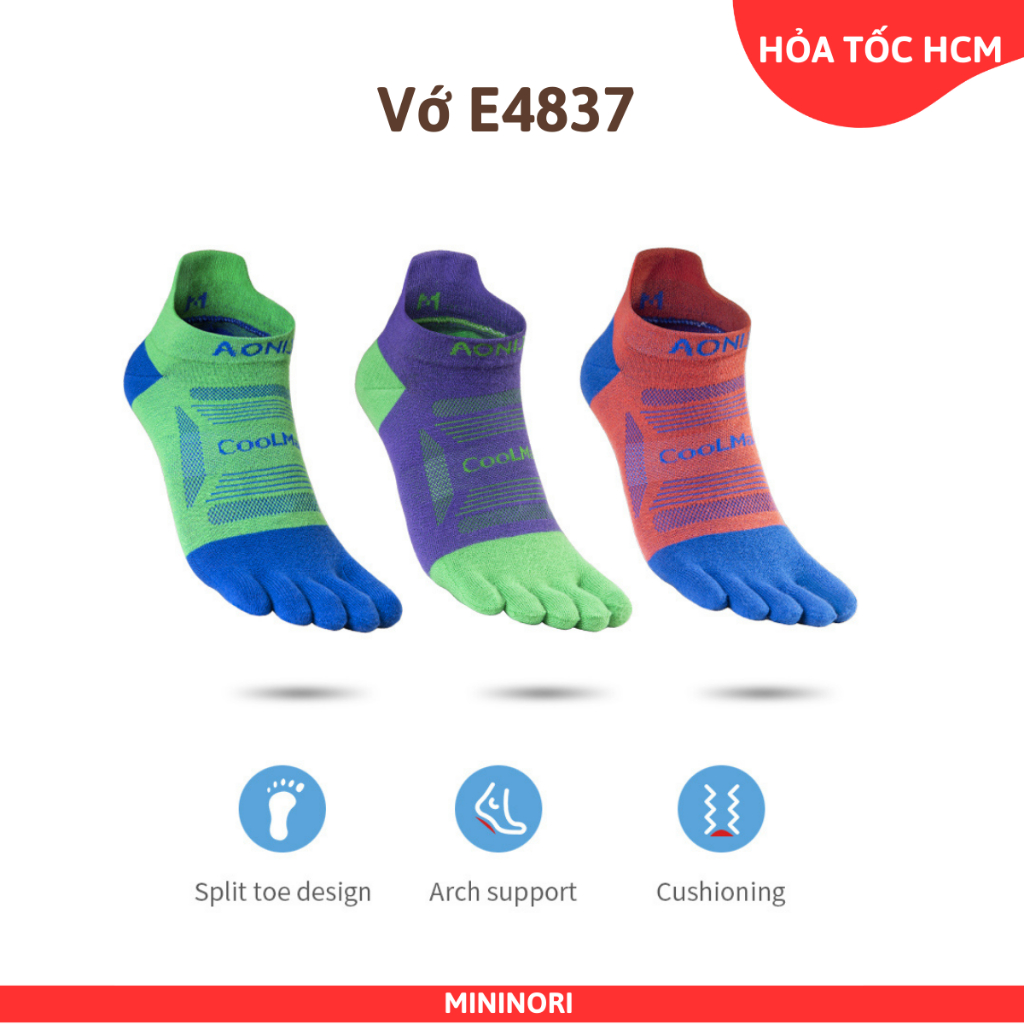 Tất Chạy Bộ AONIJIE E4837 Năm Ngón Cho Nam Nữ Combo Vớ Xỏ Ngón Chống Phồng Rộp Mininori Store