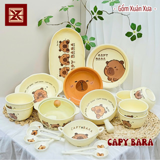 Bộ bát Capybara Gốm Xuân Xưa, bộ chén dĩa, bát ăn cơm, bát sứ cute, bát capybara, chén sứ, bát đĩa sứ, bát đĩa