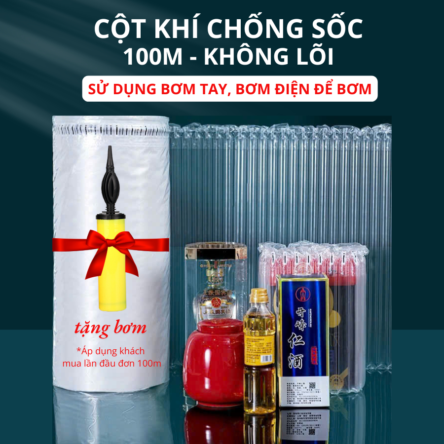 (Cuộn 100m) Cột khí chống sốc - chống va đập - đóng gói hàng hoá - CHƯA BƠM