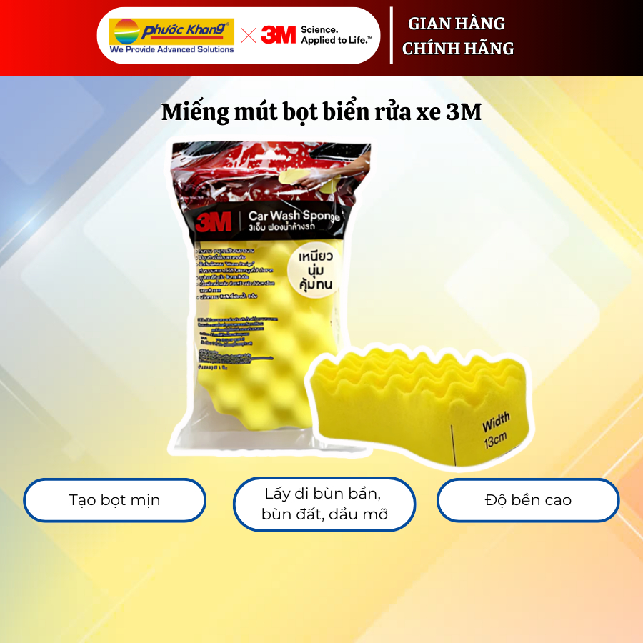 Miếng mút bọt biển rửa xe 3M™ Car Wash Sponge bọt mịn, bền - cầm chắc tay