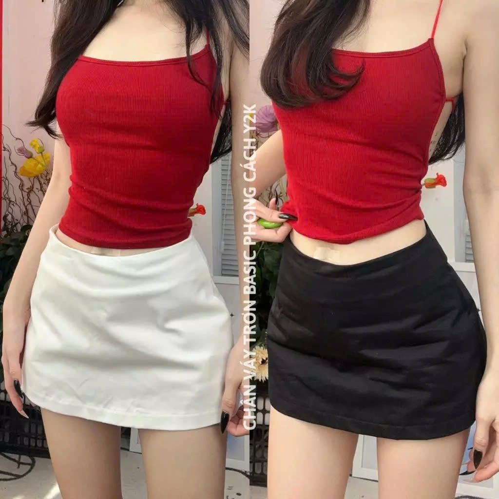 Chân váy ngắn chữ A, chân váy trơn dáng ngắn form chữ A basic