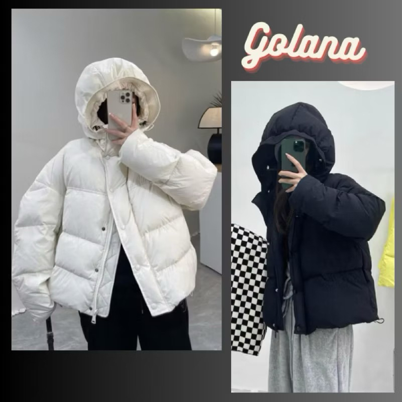 Áo khoác Phao Nữ có mũ đại Hàn Siêu Ấm , áo Phao dáng rộng ( Có bigsize)