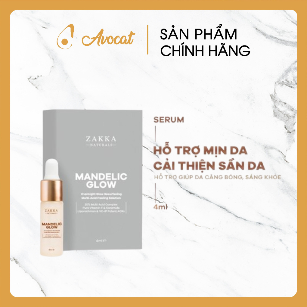 [Minisize 4ml] Tinh Chất Tái Tạo Và Căng Bóng Da Mandelic Glow Zakka Naturals