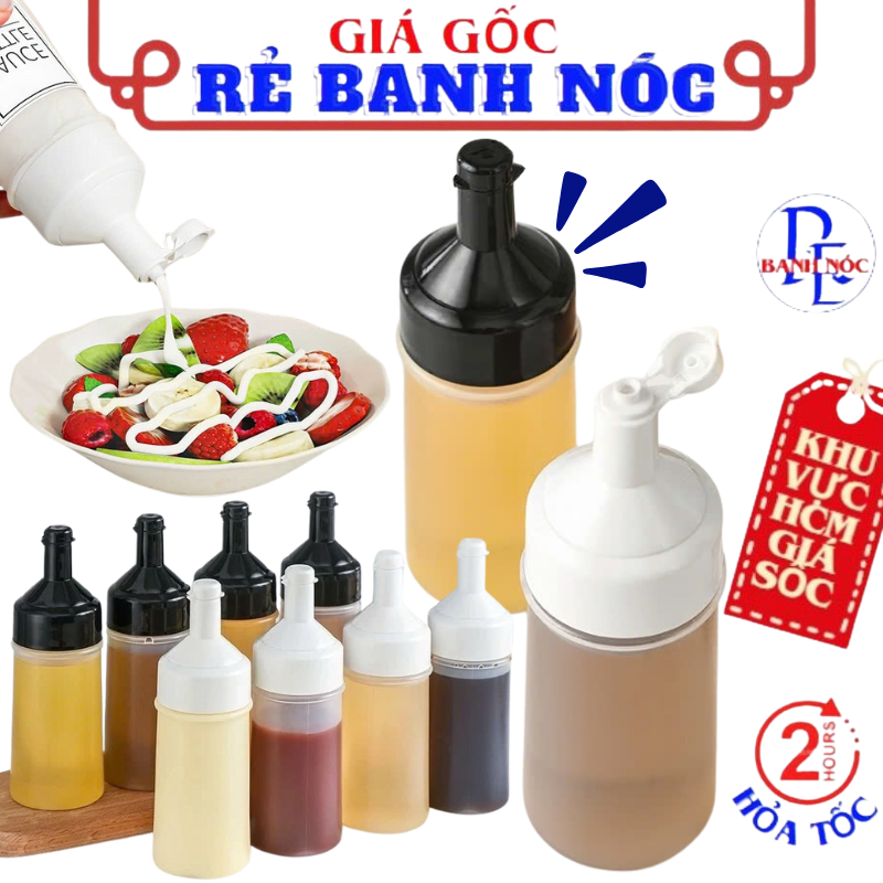 Bình Đựng Sốt, Mứt, Sirup Nắp Bật Bằng Nhựa Dẻo - Chai Nhựa Đựng Tương, Sốt Mayonnaise 250ml, 350ml