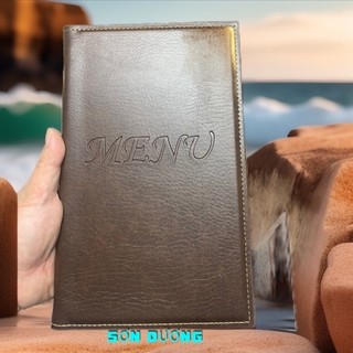 Bìa da menu A5 ép chìm màu nâu, đen cho nhà hàng,khách sạn