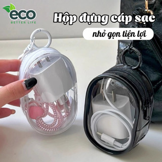 Hộp đựng cáp sạc tai nghe trong suốt, Hộp đựng tai nghe, Túi lưu trữ tai nghe USB nhỏ gọn tiện lợi