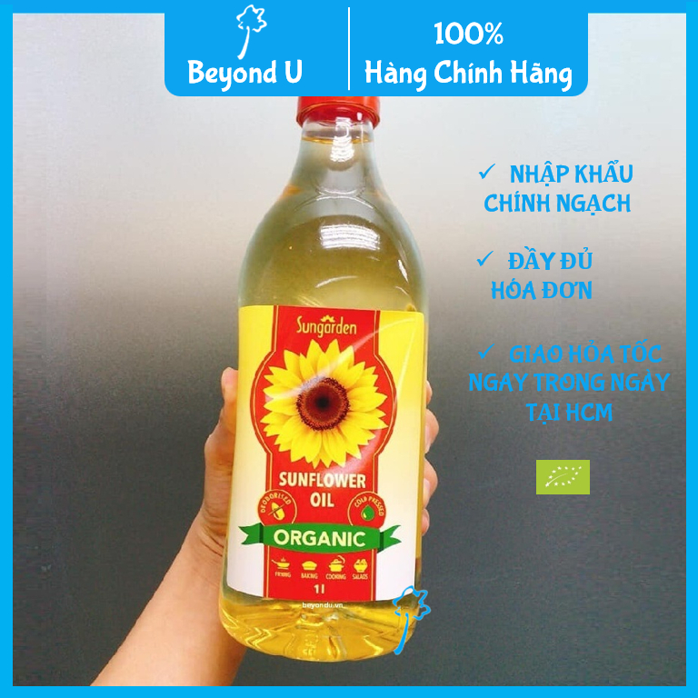 Dầu hướng dương hữu cơ ép lạnh Sungarden 1L