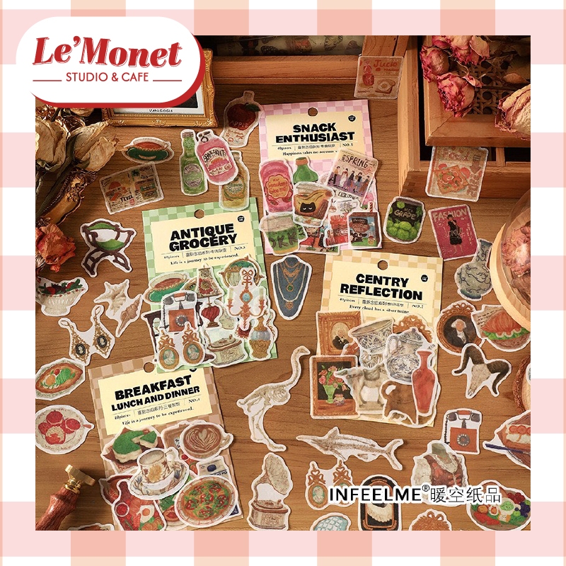 Túi Sticker Đồ Vật, Đồ Ăn, Trang Trí Vintage