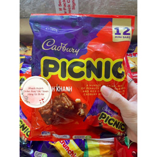 Socola Cadbury Picnic Chocolate hạt nuts các loại Úc gói 12 thanh 180g