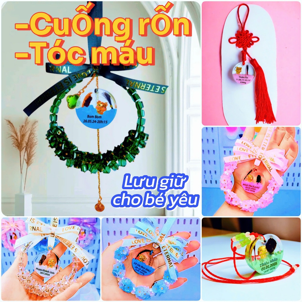 Bộ lưu giữ cuống rốn và tóc máu cho bé, đủ mẫu phụ kiện đi kèm-  Phối màu đa dạng theo mệnh của bé