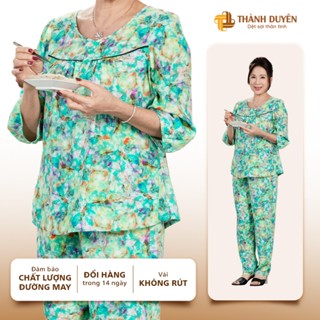 Đồ bộ Tole nữ mặc nhà Thành Duyên bông, tay lỡ quần dài, không rút, thoáng mát (07-23)- 1507TLD