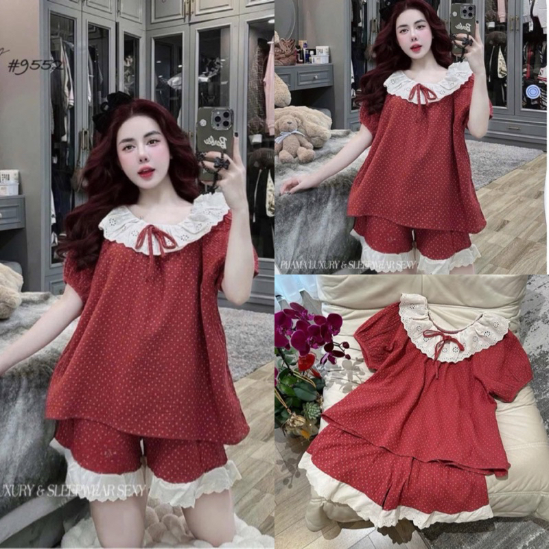 Set Bộ Ngủ Nữ , Bộ Ngủ Đùi Bệt Vai