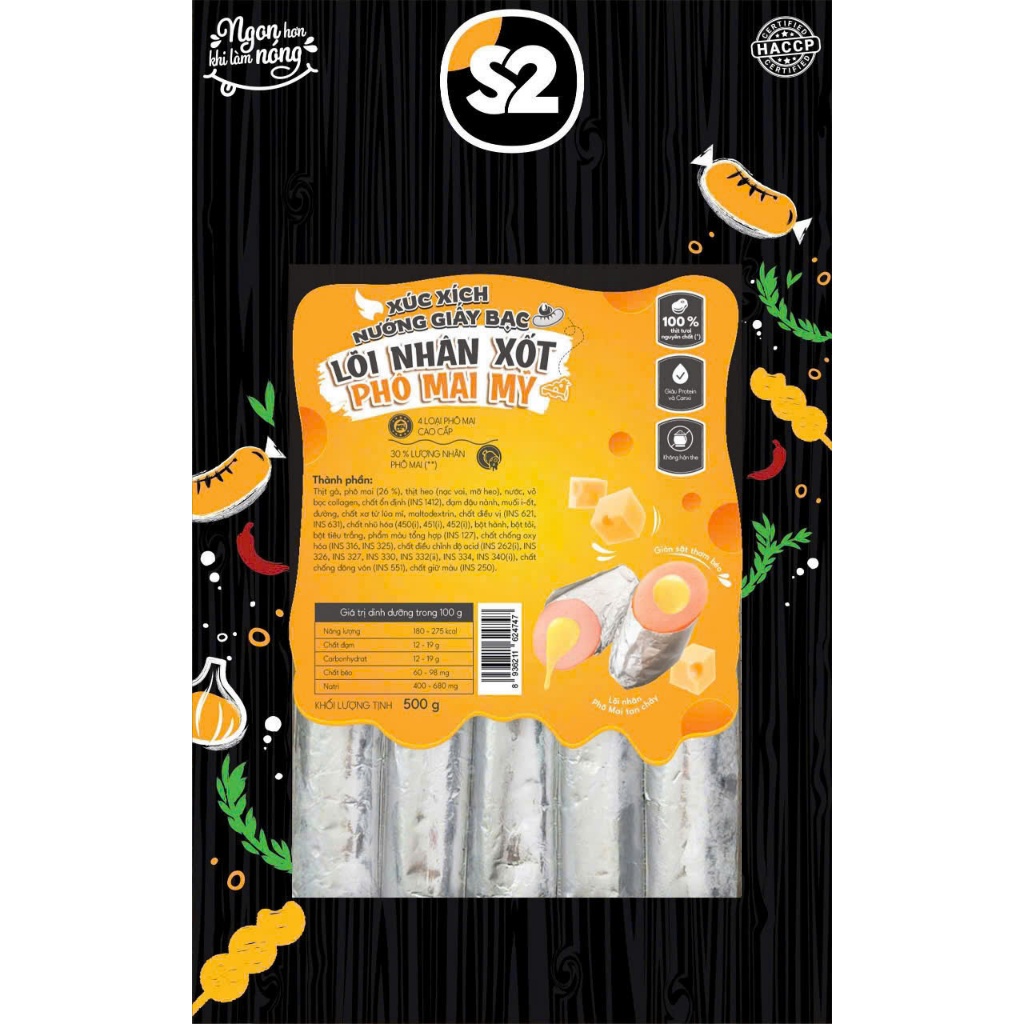 Xúc xích nướng giấy bạc lõi nhân xốt phomai Mỹ gói 500gr 10 cây [HN giao hỏa tốc] - Ảnh 2