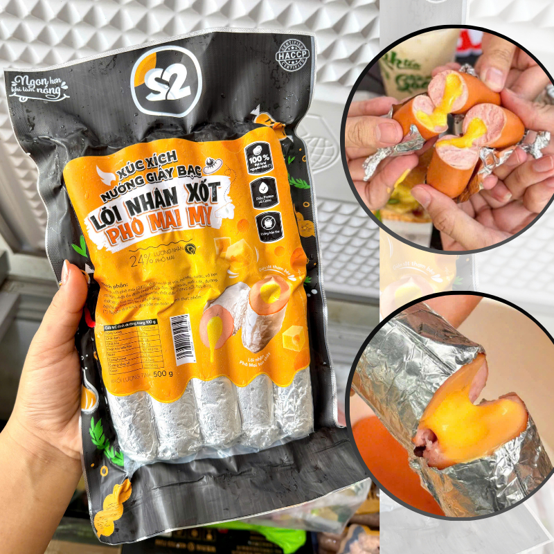 Xúc xích nướng giấy bạc lõi nhân xốt phomai Mỹ gói 500gr 10 cây [HN giao hỏa tốc] - Ảnh 3
