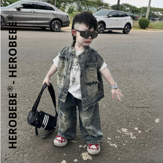 Set đồ bộ jean Tết cho bé trai 3 chi tiết quần áo bò áo thun EST BOYS chất jean mềm, ăn chơi sang chảnh cho bé từ 8-27Kg