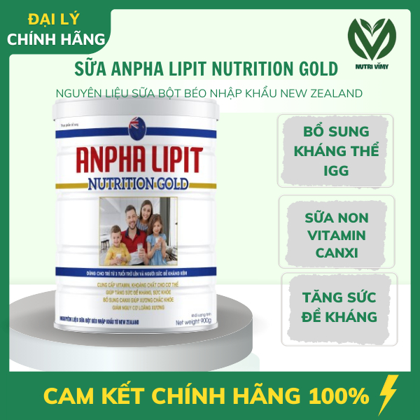 Sữa Anpha Lipit Nutrition Gold 900g bổ sung canxi, vitamin, tái tạo miễn dịch, tăng cường đề kháng