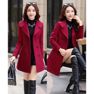 Áo khoác dạ nữ cổ vest 6 nút thời trang