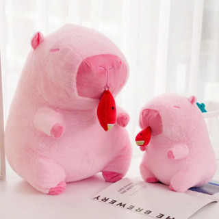 Gấu Bông Capybara, Chuột Lang Nước Hồng Rút Dưa Kích Thước 30cm Hàng Cao Cấp
