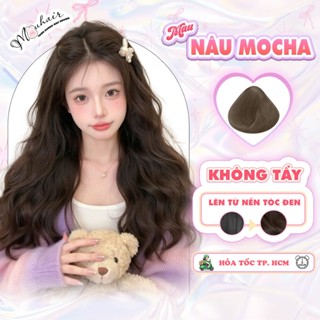 Thuốc nhuộm tóc, Thuốc nhuộm tóc màu NÂU MOCHA, Mouhair, tặng oxi trợ dưỡng,bao tay, mũ trùm, bịt tai.