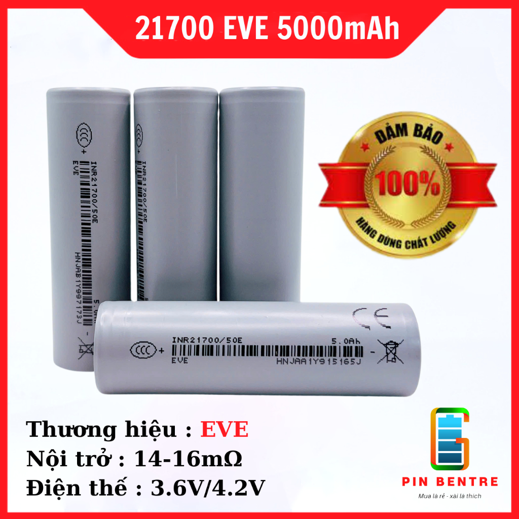 Cell Pin 21700 EVE 50E 5000mah xả 3C/15A hàng mới chính hãng