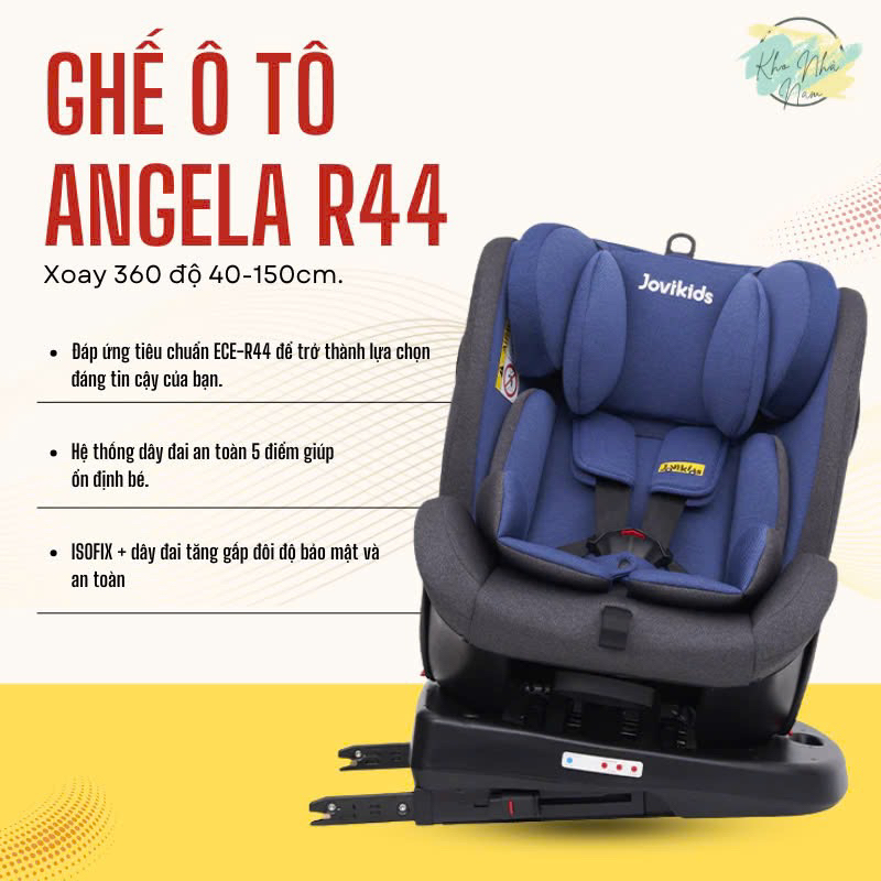 Ghế Ô Tô  Jovikids Angela Xoay 360 - R44 + Isofix (Cho Bé 0-12 tuổi)