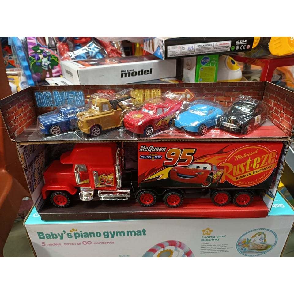 (919-115) Racing Car Luxury Suit Đồ Chơi Xe ô tô McQueen 95 Gồm 1 Xe ô tô Tải To Và 5 Xe Nhỏ