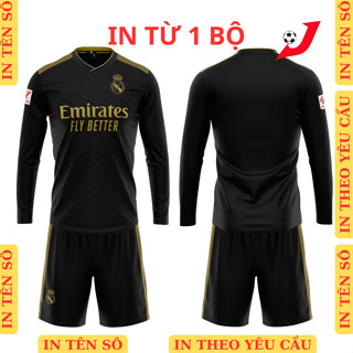  Real Madrid tay dài áo bóng đá tay dài nhận in tên số theo yêu cầu không bong tróc mực in sắc nét bền màu JFUTBALL 
