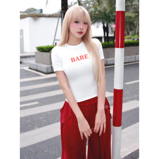 BARE_Áo Thun Nữ Tay Ngắn Cổ Tròn Thiết Kế Tri Ân Khách BARE, Áo Thun Cotton Ôm Body Tôn Dáng_AT035