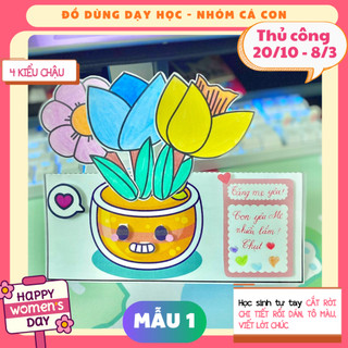 LÀM THIỆP THỦ CÔNG QUỐC TẾ PHỤ NỮ VÀ NHÀ GIÁO 20/10 - 8/3 - 20/11 - NHỚ GHI CHÚ SỐ LƯỢNG NAM NỮ- CÁ CON