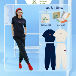 Set Bộ ECOCHIC FRERCE FRERCE WINK SET Áo Crop Quần Dài Cạp Cao Bo Gấu Logo Thêu Chất Liệu Cao Cấp Chính Hãng B140 B150