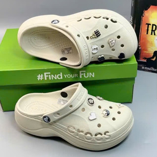 Dép Crocs Baya Clog Cross lỗ đế cao 5cm tôn dáng êm chân, trống trơn trượt