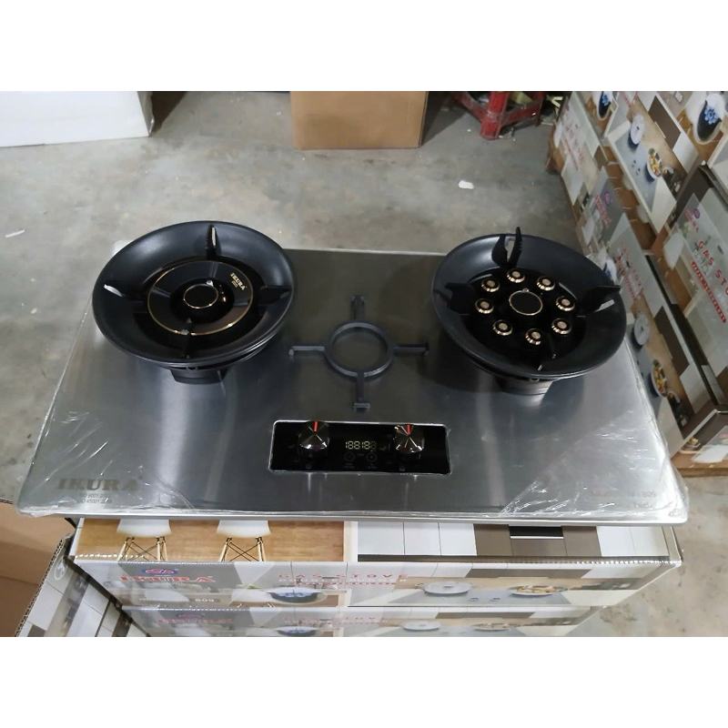 BẾP GAS ÂM LẬT 90 ĐỘ, HẸN GIỜ 2 BẾP, MẶT BẾP INOX SIÊU BỀN - BẾP GAS IKURA (có loại 2 bên 9 đầu đốt)