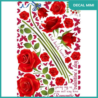 Decal dán Tường mẫu hoa hồng đỏ 86cmx147cm