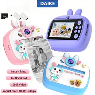 DAIKE Máy ảnh chụp lấy liền,In ảnh nhanh bằng nhiệt,Với 32GB thẻ nhớ,Thích hợp làm quà tặng cho trẻ từ 3-12 tuổi